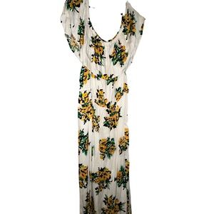 Jessica London Plus Size Floral Maxi Dress in White and Yellow